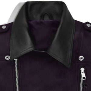 cropped purple leather vest
