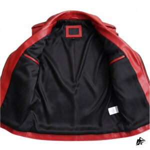 cropped style red leather vest for men