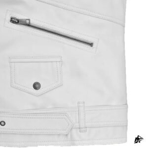 cropped style white biker vest