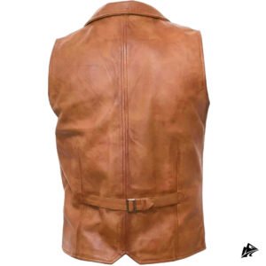 distress brown club leather vest