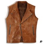 Distressed Brown Cropped Leather Vest