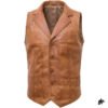 distress brown leather vest
