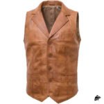 Men's Distressed Brown Leather Club Vest