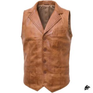 distress brown leather vest