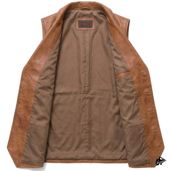 Men's Distressed Brown Leather Lapel Vest, the leather