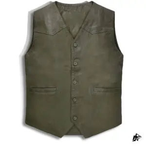 green club distress leather vest