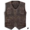 maroon cargo leather vest