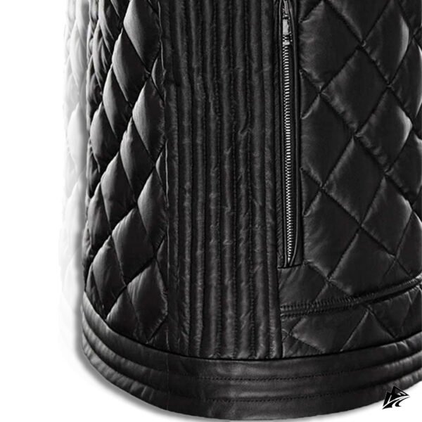 Men's Black Puffer Leather Vest – Stylish & Warm Quilted Design, the leather