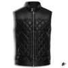 men's black puffer leather vest