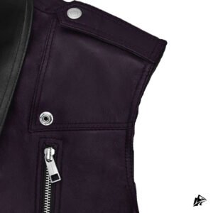 purple cropped leather vest