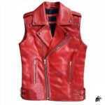 Stylish Red Cropped Leather Vest for Men