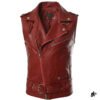 red cropped mens leather vest