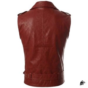 red leather vest cropped men