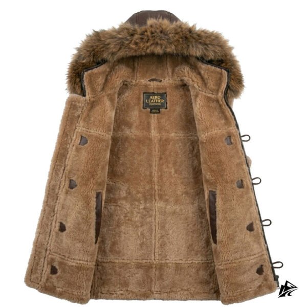 Men's Chocolate Brown Shearling Leather Vest with Hood, the leather