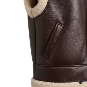 shearling burgundy leather vest