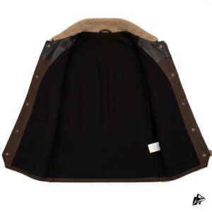 shearling chocolate brown leather vest