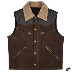 shearling leather vest chocolate brown