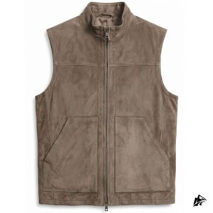 suede leather vest brown