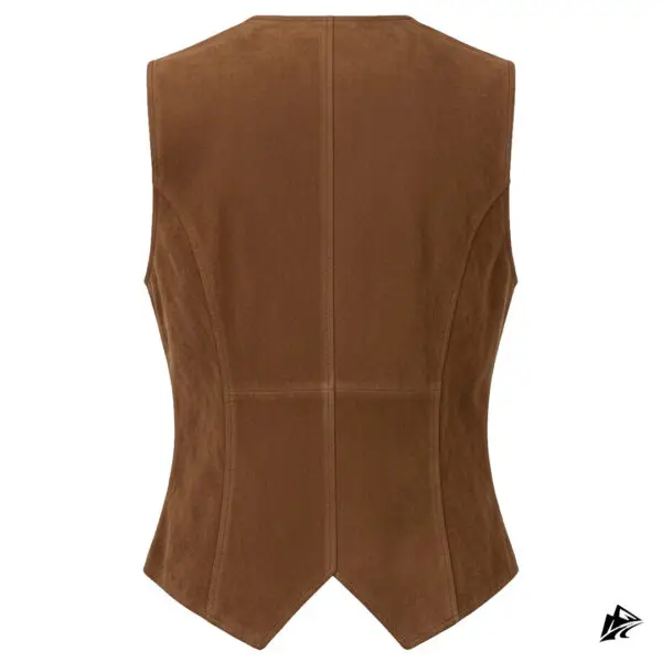 Women's Brown Suede Leather Vest, lining