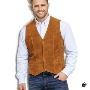 western brown leather vest