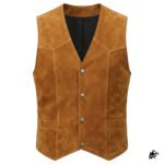 Men's Brown Western Suede Leather Vest