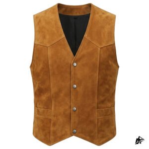 western brown leather vest for men