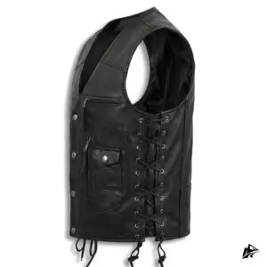 western style black leather vest
