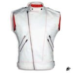 Modern White Cropped Leather Vest for Men