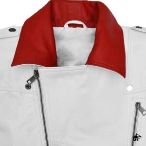 white leather cropped vest for man