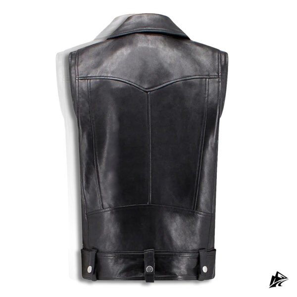 Edgy Black Cropped Leather Vest for Women, lining