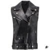 woman cropped black leather vest