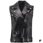 Edgy Black Cropped Leather Vest for Women