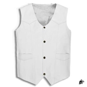woman white club leather vest