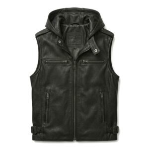 leather vest with hood