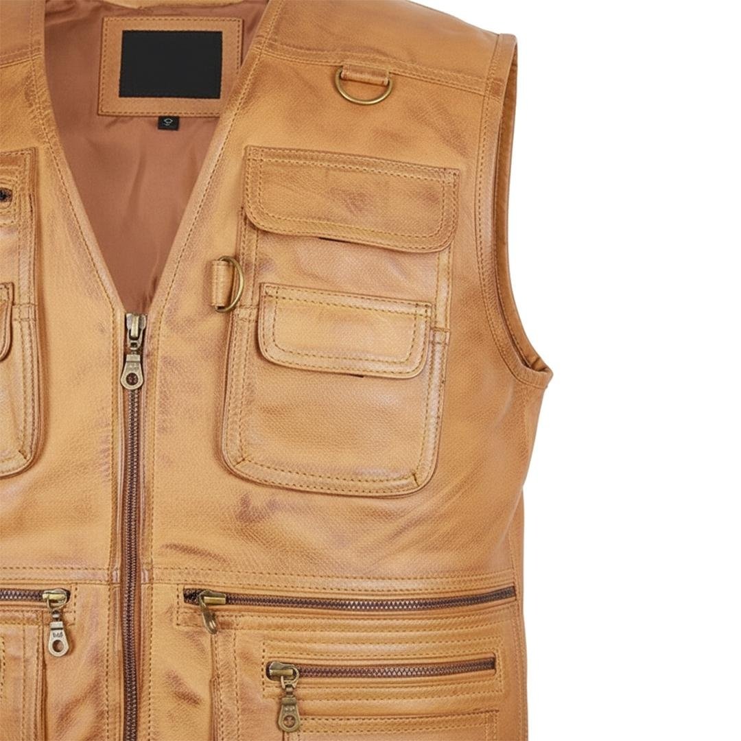 Custom cargo leather vest with utility pockets Custom cargo leather vest with utility pockets