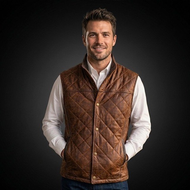 Men's leather vest